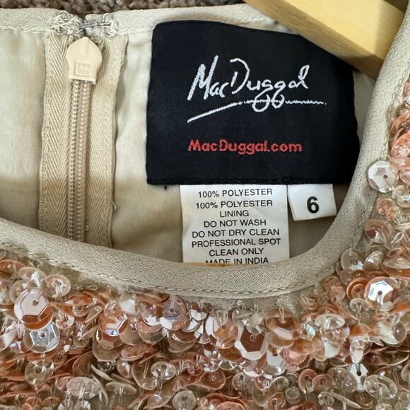 Mac Duggal NWT Size 6 Nude High Neck Embellished Belt Dress Wedding 10509 $298 - Picture 6 of 16